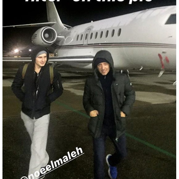 Noé et Gad Elmaleh arrivant à Oslo jeudi 27 septembre 2018.