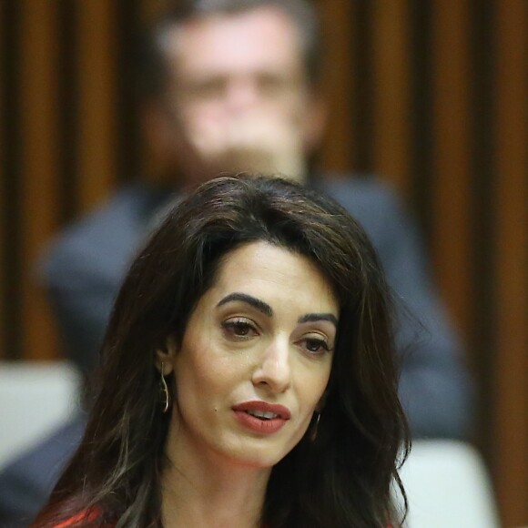 Amal Clooney lors d'un discours aux Nations Unies sur le thème de la justice et de la démocratie à New York le 28 septembre 2018. © Morgan Dessalles / Bestimage