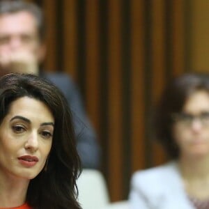 Amal Clooney lors d'un discours aux Nations Unies sur le thème de la justice et de la démocratie à New York le 28 septembre 2018. © Morgan Dessalles / Bestimage