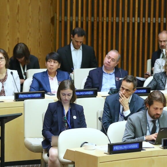 Amal Clooney lors d'un discours aux Nations Unies sur le thème de la justice et de la démocratie à New York le 28 septembre 2018. © Morgan Dessalles / Bestimage