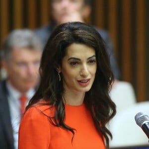 Amal Clooney lors d'un discours aux Nations Unies sur le thème de la justice et de la démocratie à New York le 28 septembre 2018. © Morgan Dessalles / Bestimage