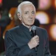 Exclusif - Charles Aznavour - Enregistrement de l'émission "Dernier Show" de Michel Sardou, qui sera diffusée le 21 octobre en prime time sur France 2, au Palais des Sports à Paris. © Pierre Perusseau / Bestimage
