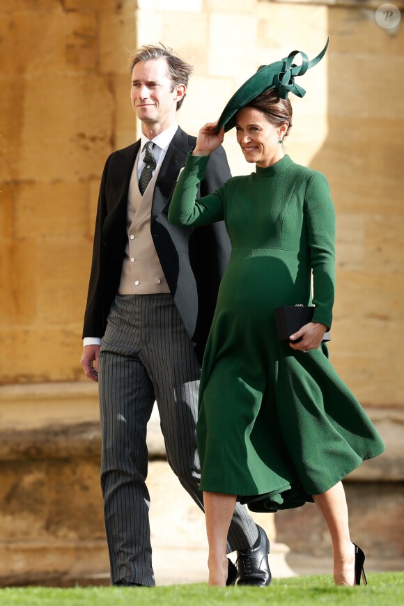 Pippa Middleton (enceinte) et James Matthews - Les invités arrivent à la chapelle St. George pour le mariage de la princesse Eugenie d'York et Jack Brooksbank au château de Windsor, Royaume Uni, le 12 octobre 2018.