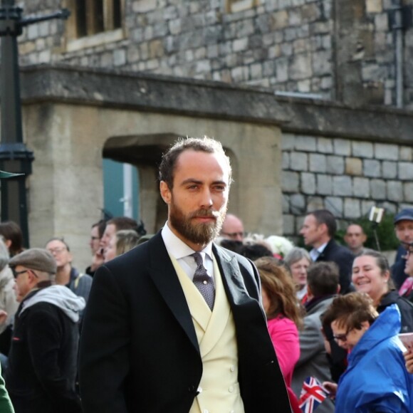 Pippa Middleton (enceinte) avec son frère James et son mari James Matthews - Les invités arrivent à la chapelle St. George pour le mariage de la princesse Eugenie d'York et Jack Brooksbank au château de Windsor, Royaume Uni, le 12 octobre 2018.