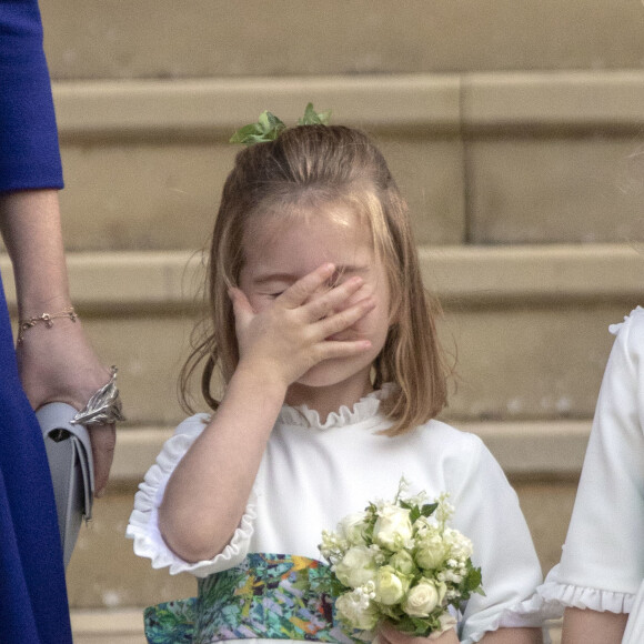 La princesse Charlotte de Cambridge - Sorties après la cérémonie de mariage de la princesse Eugenie d'York et Jack Brooksbank en la chapelle Saint-George au château de Windsor le 12 octobre 2018.