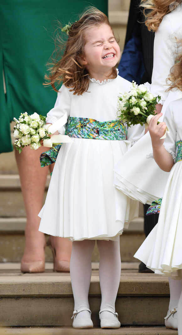 La princesse Charlotte, fille du prince William et Kate Middleton - Sorties après la cérémonie de mariage de la princesse Eugenie d'York et Jack Brooksbank en la chapelle Saint-George au château de Windsor le 12 octobre 2018. 12 October 2018.