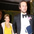Kate Hupton, enceinte et son compagnon Danny Fujikawa - Les célébrités quittent la soirée qui est censé être le mariage de Gwyneth Paltrow et de son fiancé Brad Falchuk à Los Angeles le 14 avril 2018.