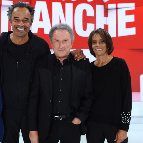 Exclusif - Daniel Russo , Yannick Noah , Michel Drucker et Nathalie Noah - Enregistrement de l'émission "Vivement Dimanche" au Studio Gabriel . Diffusion le 21 octobre 2018 sur france 2 . © Guillaume Gaffiot / Bestimage