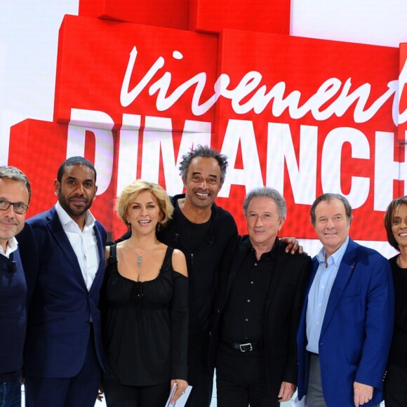 Exclusif - Aurelien Brulé appelé Chanee , le dessinateur Emmanuel Chaunu , Loup Denis Elion, Corinne Touzet , Yannick Noah , Michel Drucker , Daniel Russo , Nathalie Noah et Franck Ferrand - Enregistrement de l'émission "Vivement Dimanche" au Studio Gabriel . Diffusion le 21 octobre 2018 sur france 2 . © Guillaume Gaffiot / Bestimage