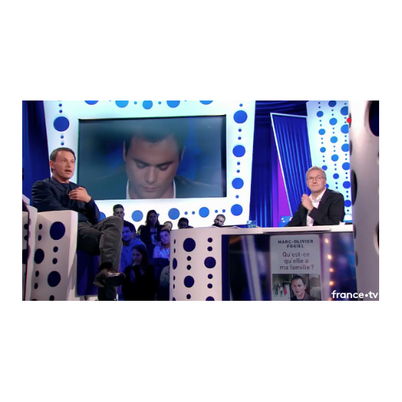 Marc-Olivier Fogiel face à Charles Consigny sur le plateau d''On n'est pas couché" sur France 2 le 20 octobre 2018.