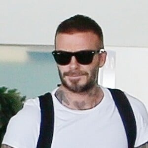 David Beckham arrive à l'aéroport de Barcelone le 4 octobre 2018.