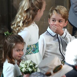 La princesse Charlotte de Cambridge, Savannah Philips, le prince George de Cambridge - Cérémonie de mariage de la princesse Eugenie d'York et Jack Brooksbank en la chapelle Saint-George au château de Windsor le 12 octobre 2018.