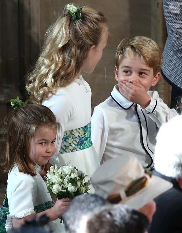 La princesse Charlotte de Cambridge, Savannah Philips, le prince George de Cambridge - Cérémonie de mariage de la princesse Eugenie d'York et Jack Brooksbank en la chapelle Saint-George au château de Windsor le 12 octobre 2018.