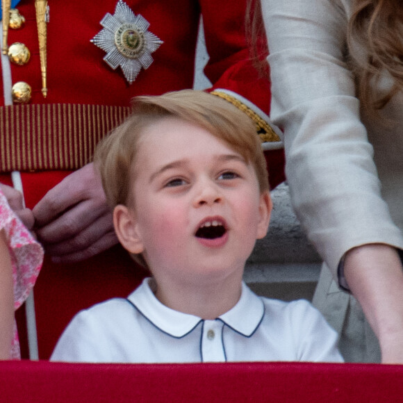 Le prince George de Cambridge au balcon de Buckingham Palace lors de la parade Trooping the Colour à Londres, le 9 juin 2018.