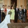La reine Sofia, Matilde Solis, duchesse de Huescar, Carlos Fitz-James Stuart, duc d'Albe - Mariage de Fernando Fitz-James Stuart, duc de Huéscar et Sofía Palazuelo au palais de Liria à Madrid le 6 octobre 2018.