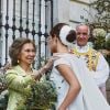 La reine Sofia - Mariage de Fernando Fitz-James Stuart, duc de Huéscar et Sofía Palazuelo au palais de Liria à Madrid le 6 octobre 2018.