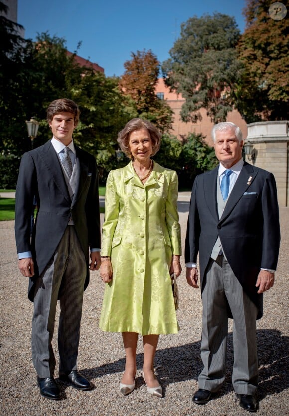 La reine Sofia, Carlos Fitz-James Stuart, duc d'Albe - Mariage de Fernando Fitz-James Stuart, duc de Huéscar et Sofía Palazuelo au palais de Liria à Madrid le 6 octobre 2018.