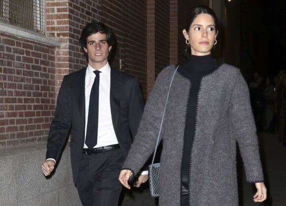 Fernando Fitz-James Stuart (futur duc d'Albe) et Sofía Palazuelo aux obsèques de Isabelle Martinez Campos à Madrid le 15 janvier 2018.