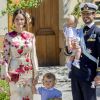 La princesse Sofia, le prince Carl Philip et leurs enfants le prince Gabriel et le prince Alexander - Baptême de la princesse Adrienne de Suède à Stockholm au palais de Drottningholm en Suède le 8 juin 2018.