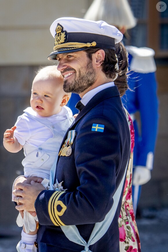 Le prince Carl Philip et le prince Gabriel - Baptême de la princesse Adrienne de Suède à Stockholm au palais de Drottningholm en Suède le 8 juin 2018