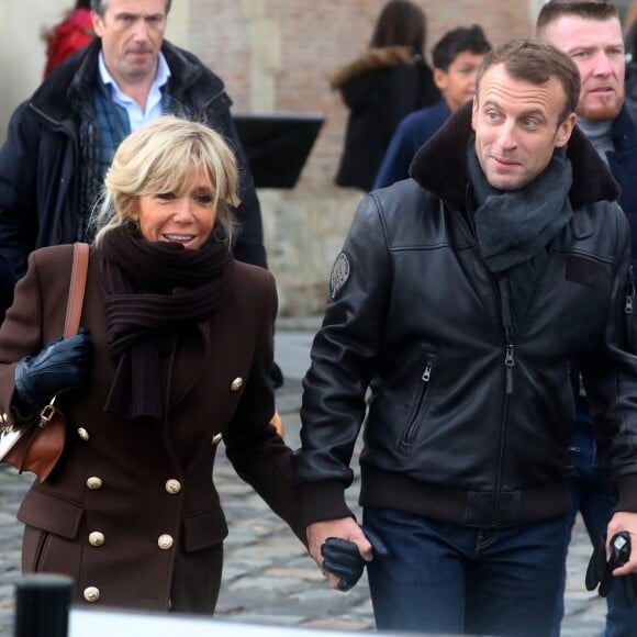 Le président de la République française Emmanuel Macron et sa femme la Première Dame Brigitte Macron en week-end de 3 jours à Honfleur le 1er novembre 2018.