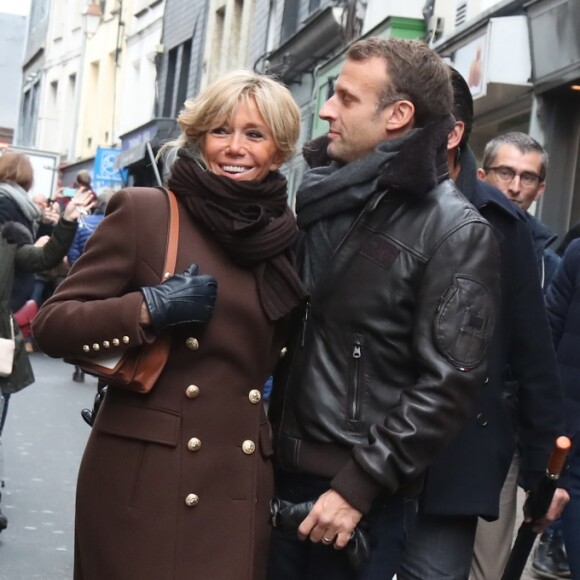 Le président de la République française Emmanuel Macron et sa femme la Première Dame Brigitte Macron en week-end de 3 jours à Honfleur le 1er novembre 2018.