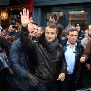 Le président de la République française Emmanuel Macron et sa femme la Première Dame Brigitte Macron en week-end de 3 jours à Honfleur le 1er novembre 2018.