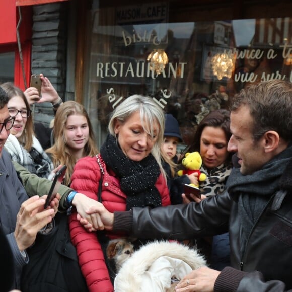 Le président de la République française Emmanuel Macron et sa femme la Première Dame Brigitte Macron en week-end de 3 jours à Honfleur le 1er novembre 2018.