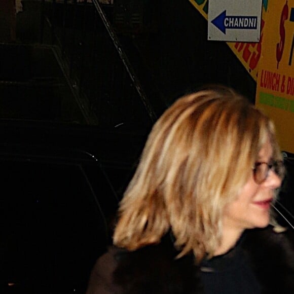 Meg Ryan avec son compagnon John Mellencamp sont allés dîner au restaurant aprés être allés à l'émission 'The Stephen Colbert Show' à New York le 1er février 2018.