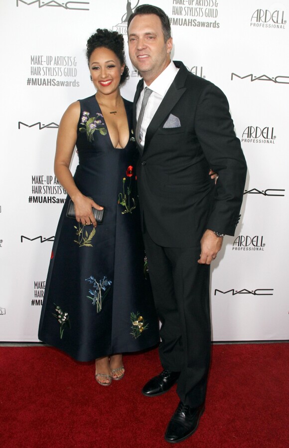 Tamera Mowry et son mari Adam Housley - Célébrités lors de la soirée "Make-Up Artists & Hair Stylists Guild Award" au Paramount Studio à Hollywood le 20 février 2016.
