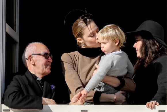 Beatrice Borromeo et son fils Francesco Casiraghi au palais princier à Monaco le 19 novembre 2018 lors des célébrations de la Fête nationale monégasque. © Dominique Jacovides/PRM/Bestimage