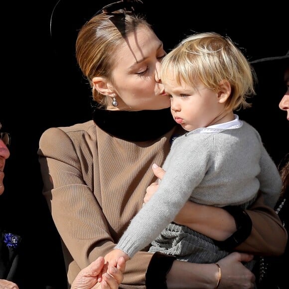 Beatrice Borromeo et son fils Francesco Casiraghi au palais princier à Monaco le 19 novembre 2018 lors des célébrations de la Fête nationale monégasque. © Dominique Jacovides/PRM/Bestimage