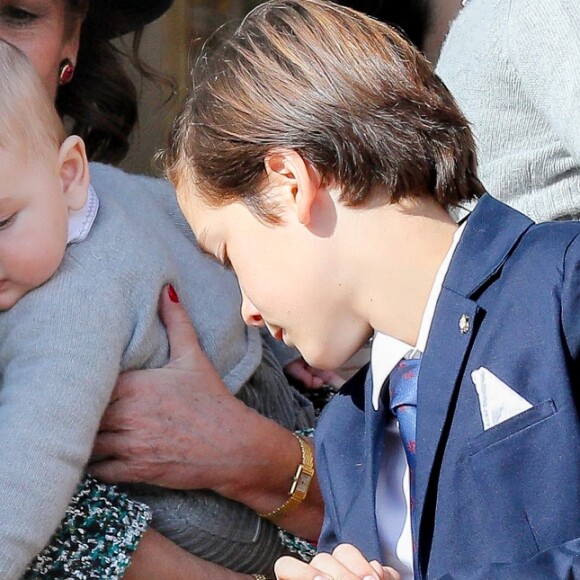 Tatiana Santo Domingo, son mari Andrea Casiraghi et leur fils Maximilian, la princesse Caroline de Hanovre et son petit-fils Francesco, la princesse Alexandra de Hanovre, Pierre Casiraghi, sa femme Beatrice Borromeo et leur fils Stefano au palais princier à Monaco le 19 novembre 2018 lors des célébrations de la Fête nationale monégasque. © Dominique Jacovides/PRM/Bestimage