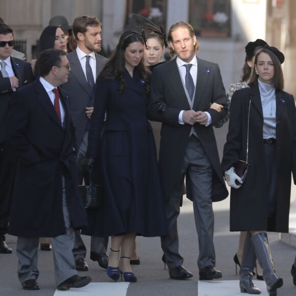 Tatiana Santo Domingo et son mari Andrea Casiraghi, Beatrice Borromeo et son mari Pierre Casiraghi sur le chemin de la cathédrale Notre-Dame-Immaculée de Monaco lors des célébrations de la Fête Nationale monégasque le 19 novembre 2018. © Dominique Jacovides/Bestimage