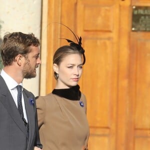 Tatiana Santo Domingo et son mari Andrea Casiraghi, Beatrice Borromeo et son mari Pierre Casiraghi sur le chemin de la cathédrale Notre-Dame-Immaculée de Monaco lors des célébrations de la Fête Nationale monégasque le 19 novembre 2018. © Dominique Jacovides/Bestimage