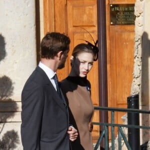 Tatiana Santo Domingo et son mari Andrea Casiraghi, Beatrice Borromeo et son mari Pierre Casiraghi sur le chemin de la cathédrale Notre-Dame-Immaculée de Monaco lors des célébrations de la Fête Nationale monégasque le 19 novembre 2018. © Dominique Jacovides/Bestimage