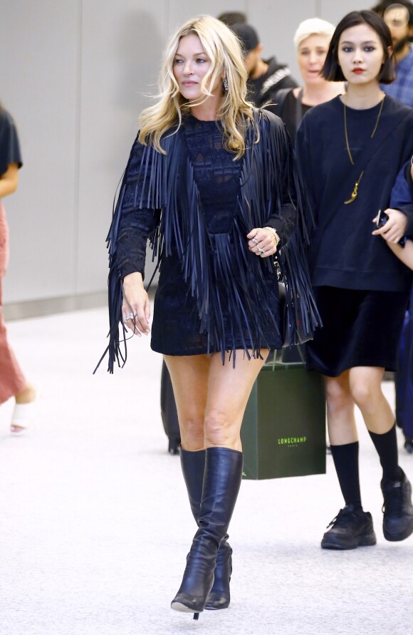 Kate Moss arrive au défilé Longchamp lors de la Fashion Week de New York au World Trade Center à New York City, le 8 septembre 2018.