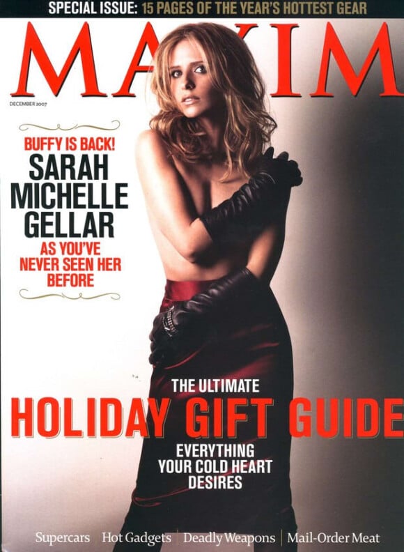 Sarah Michelle Gellar en couverture du magazine Maxim. Décembre 2007.