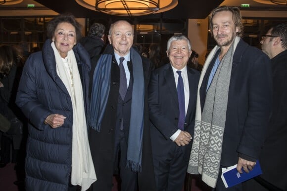 Exclusif - Jacques Toubon et sa femme Lise et Jean-Luc Choplin (directeur du théâtre Marigny), guest - People au spectacle "Peau d'âne" lors de la réouverture du théâtre Marigny à Paris le 22 novembre 2018. © Olivier Borde - Cyril Moreau / Bestimage