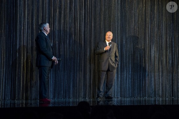 Exclusif - Jean-Luc Choplin (directeur du théâtre Marigny), Marc Ladreit de Lacharrière - People au spectacle "Peau d'âne" lors de la réouverture du théâtre Marigny à Paris le 22 novembre 2018. © Olivier Borde - Cyril Moreau / Bestimage
