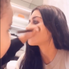 Kim Kardashian, maquillée par sa fille North et sa nièce Dream. Novembre 2018.