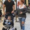 Jenna Jameson, son compagnon Lior Bitton et leur fille Batel à Los Angeles. Le 20 novembre 2017.