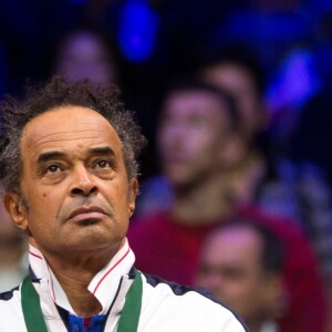 Le capitaine de l'équipe de France Yannick Noah entre Jo-Wilfried Tsonga et Richard Gasquet - Le joueur de tennis français Lucas Pouille opposé au joueur Croate Marin Cilic lors de la Finale de la Coupe Davis France vs Croatie, au Stade Pierre Mauroy à Villeneuve d'Ascq, France, le 25 novembre 2018.