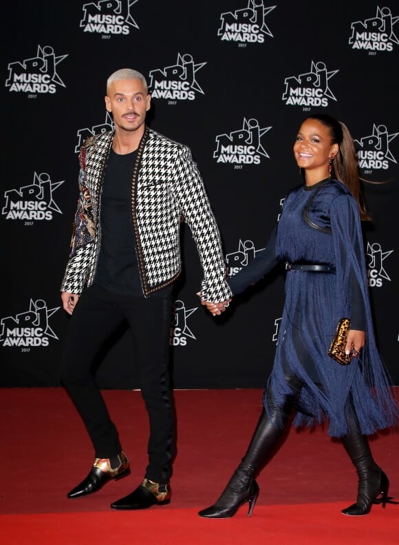 Le chanteur français M. Pokora (Matt Pokora) et sa compagne la chanteuse américaine Christina Milian - 19ème édition des NRJ Music Awards à Cannes le 4 novembre 2017. © Dominique Jacovides/Bestimage