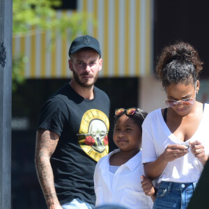 Christina Milian avec sa fille Violet Madison Nash et Matt Pokora à Los Angeles, le 9 juin 2018.