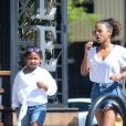 Christina Milian avec sa fille Violet Madison Nash et Matt Pokora à Los Angeles, le 9 juin 2018.