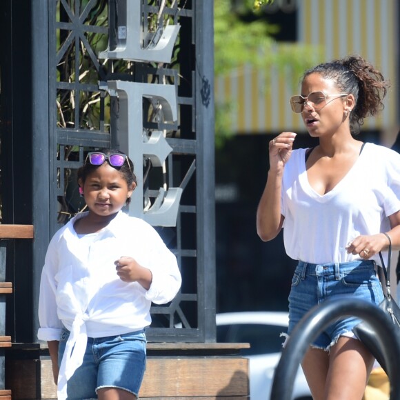 Christina Milian avec sa fille Violet Madison Nash et Matt Pokora à Los Angeles, le 9 juin 2018.