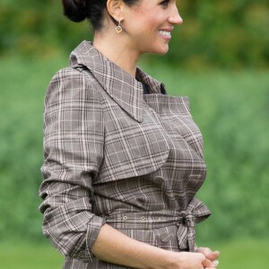 Le prince Harry, duc de Sussex, et Meghan Markle, duchesse de Sussex, enceinte assistent à une cérémonie de bienvenue traditionnelle "Hongi" sur les pelouses de la Government House à Wellington, Nouvelle-Zélande, le 28 octobre 2018.