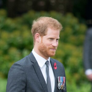 Le prince Harry, duc de Sussex, et Meghan Markle, duchesse de Sussex, enceinte assistent à une cérémonie de bienvenue traditionnelle "Hongi" sur les pelouses de la Government House à Wellington, Nouvelle-Zélande, le 28 octobre 2018.