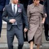Le prince Harry, duc de Sussex, et Meghan Markle, duchesse de Sussex, enceinte assistent à une cérémonie de bienvenue traditionnelle "Hongi" sur les pelouses de la Government House à Wellington, Nouvelle-Zélande, le 28 octobre 2018.